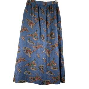 VTG David Brooks LTD animal print maxi skirt Size 10 Mallard Duck Pheasant